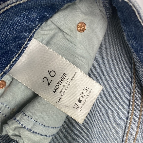 MOTHER PIXI DAZZLER ANKLE FRAY IN POPISM HIGH WAISTED RAW HEM STRAIGHT LEG SZ 26 - Picture 7 of 16